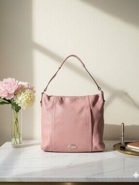 Coach Dusty Pink Pebbled Leather Shoulder Bag